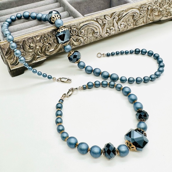 Vintage Blue Crystal Demi Parure Bracelet Set - Picture 1 of 12